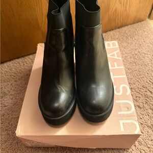 JustFab Black Platform Chelsea Ankle Boots
